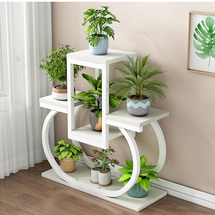 Wrought iron flower stand indoor for home balcony bay window storage living room creative succulent pothos floor-standing thickened flower stand flower pot