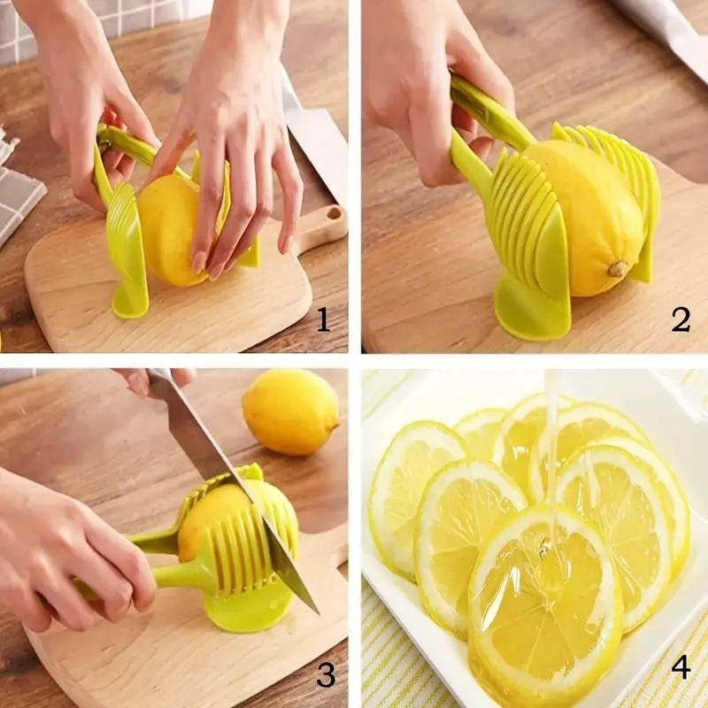 Handheld lemon & tomato slicer - tomato & potato round divider clip - kitchen fruit & vegetable processor