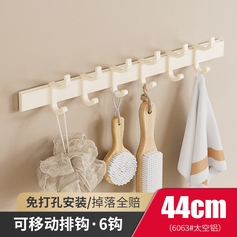 Cream wind non-punching hook space aluminum door rear coat hook bathroom kitchen wall hanging storage super glue adhesive hook