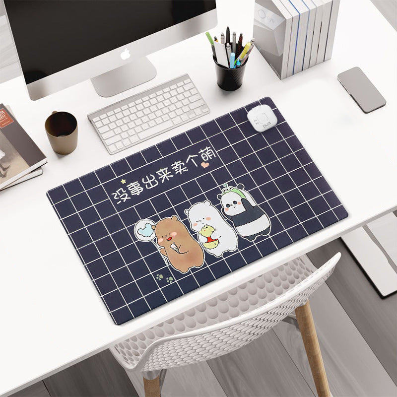 Heated mouse pad - large size, winter warm desk mat for office, student, computer, writing, hand warmer, electric heating