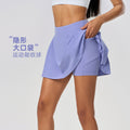 Luxtrenew arrivalpleated leg length yoga shorts skirt for women fake two-piece fashion tape tennis sports skirt dss064