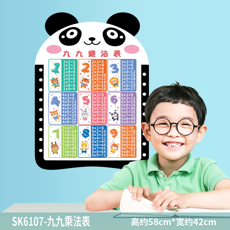 Kindergarten addition, subtraction, multiplication and division formula, Chinese pinyin table, early childhood connection, early education children's room, classroom puzzle wall sticker