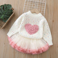 Girls' sweater princess tutu two-piece set - new autumn/winter korean style knitted pullover outfit for baby girls