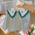 Girls' spring/autumn new long-sleeve blouse - stylish embroidered floral design, baby girl fashion, chic peter pan collar, pure cotton