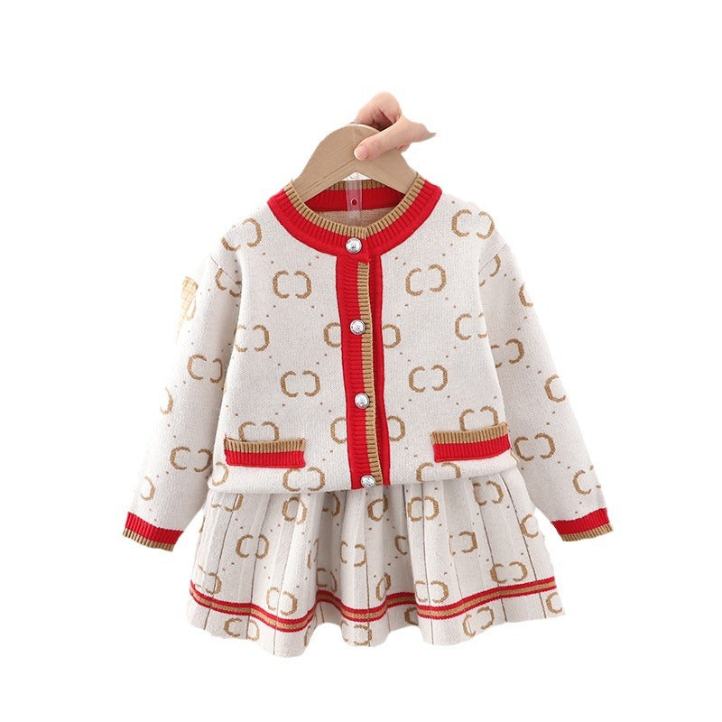 Girls' cardigan sweater set - autumn  collection - baby girl's outerwear - chanel-inspired girls' outfit