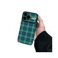 Ins british style grids phone case suitable for iphone16/15 anti-fall 17promax green and pink contrasting color soft case