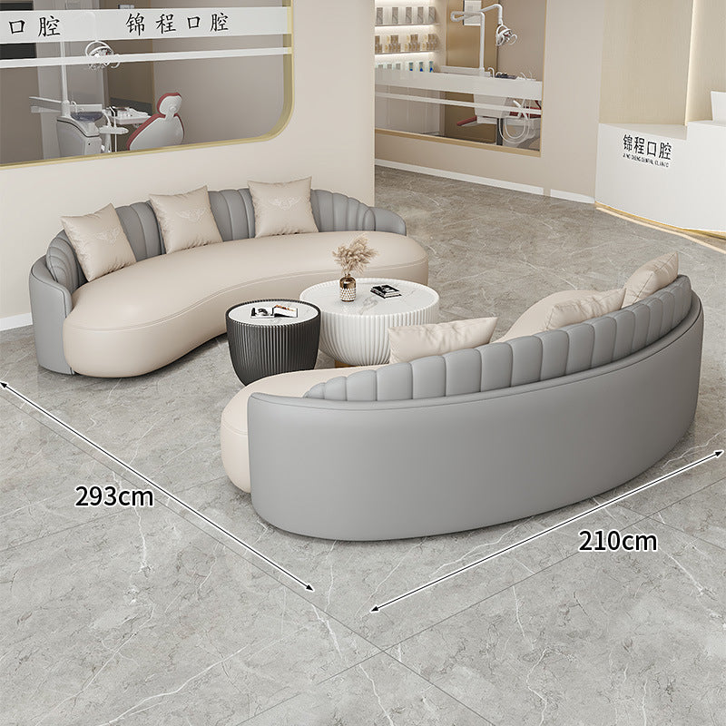 Cream style normcore slate leather corner table modern living room round small apartment size round coffee table sofa combination