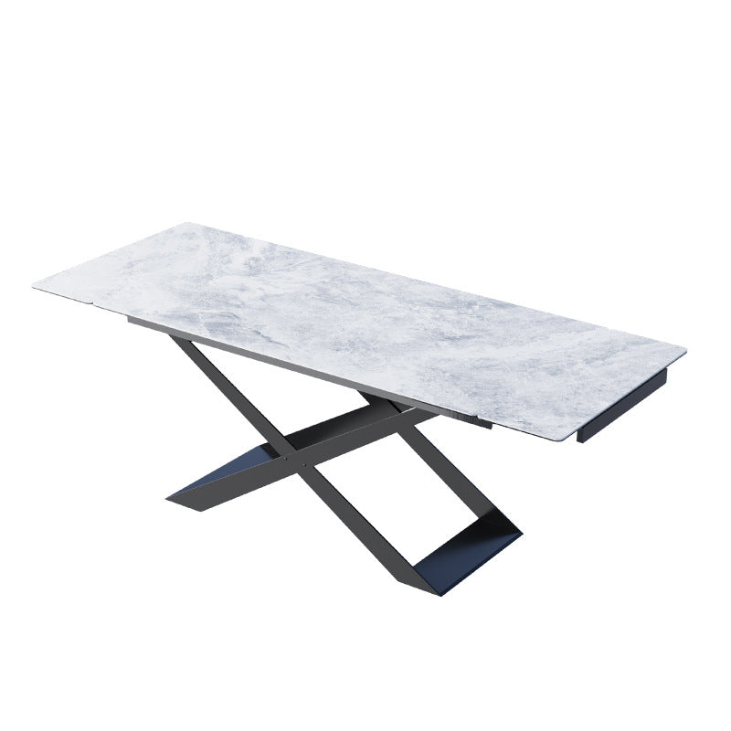 Customizable italian minimalist rock slab dining table - rotating, extendable, space-saving rectangular table for home use