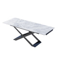 Customizable italian minimalist rock slab dining table - rotating, extendable, space-saving rectangular table for home use