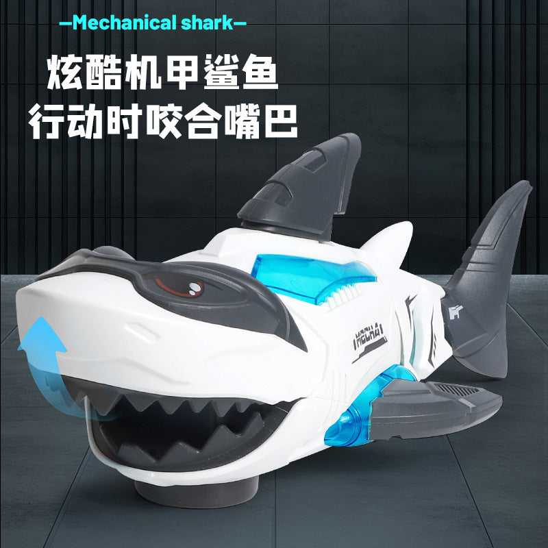 new arrival electric universal mechanical shark crawling kids sound and light artificial fish animal model boy toy