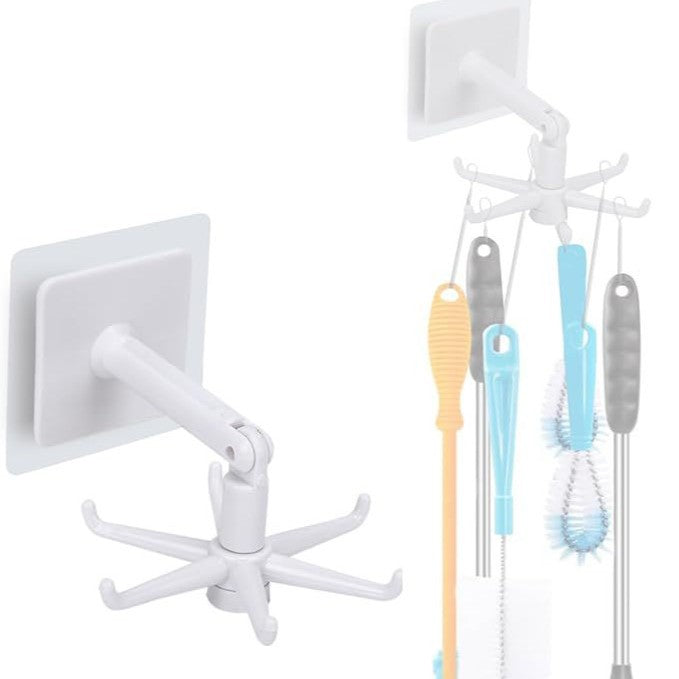 Six-claw rotatable hook, hexagonal sticky hook, strong wall-mounted spoon holder, multi-functional for home kitchen storage