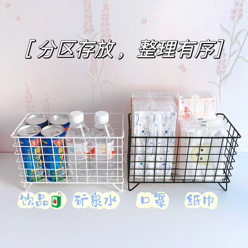 ins wind white wrought iron storage basket high value office dormitory desktop large capacity sundries coffee storage box