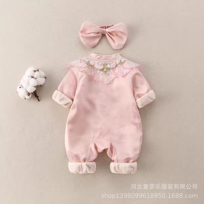 Infant and toddler spring autumn clothes chinese style fashionlong sleeves jumpsuit baby girl crawling suit jumpsuit infant clothing