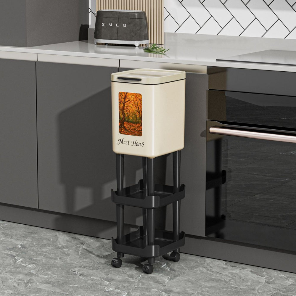 No-bending, high-style new tall kitchen trash can, household large-capacity wheeled and movable sanitary bin