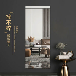 Self-adhesive full-length mirror, acrylic soft mirror, wall-mounted wardrobe mirror, home dormitory makeup mirror, influencer dressing mirror, fitting room mirror