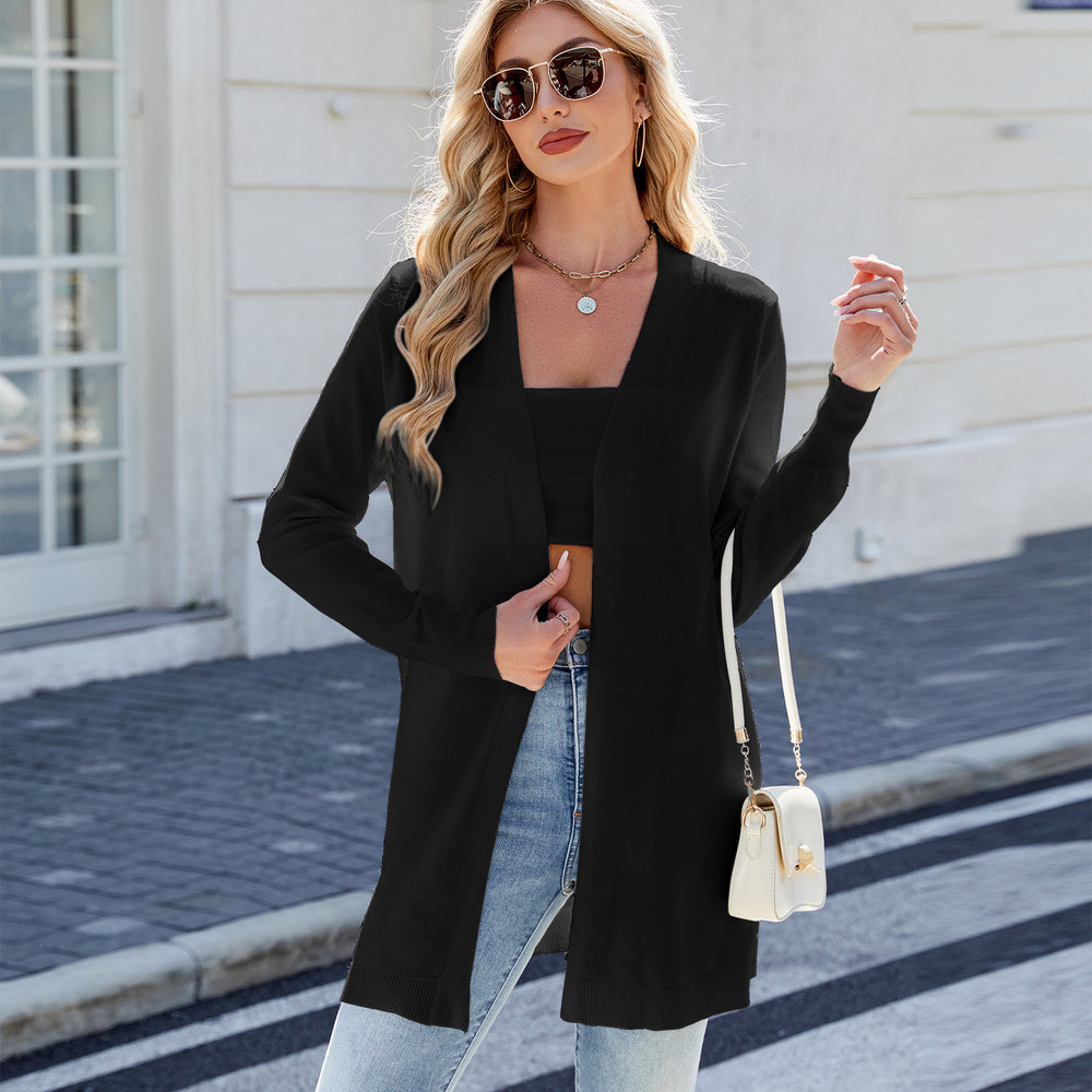 foreign trade  new arrival european and american clothing   cardiganlongknittingstripesoutwearsweater