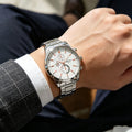three-eye men outdoor sports steel belt stainless steel fashion business luminous men quartz watch