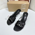 Za women's shoes 2025 summer new arrivals: buckled, embellished, round-toe stiletto sandals - open toe outdoor slides