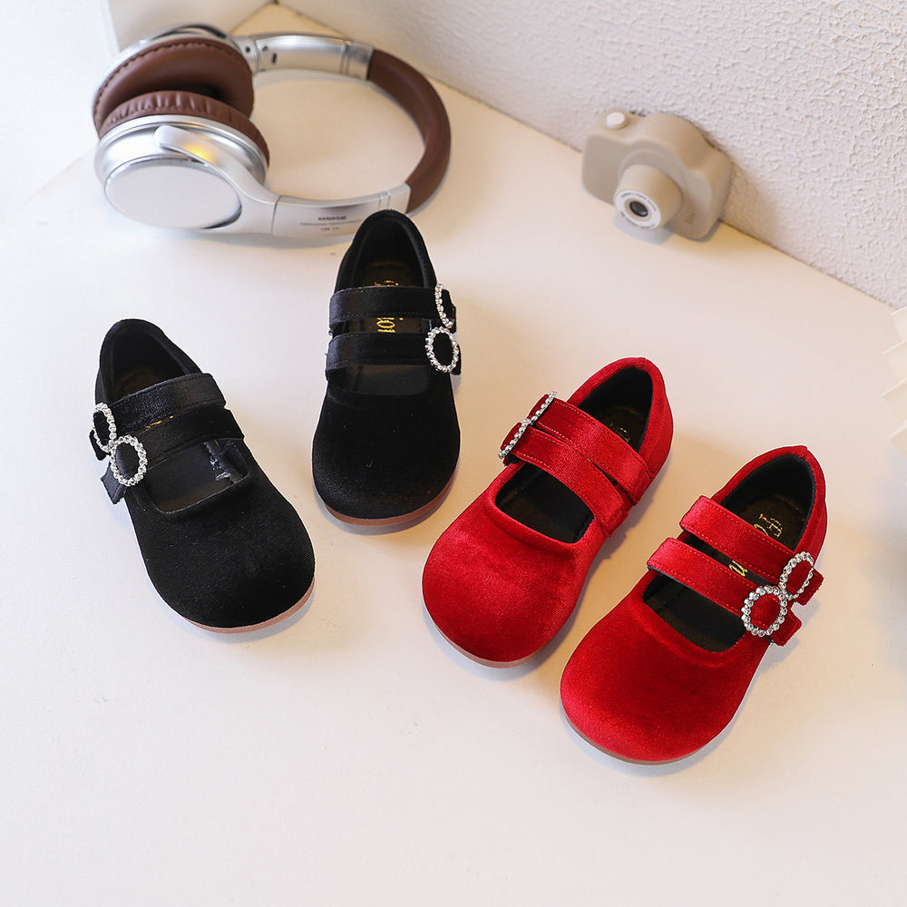 Ready-to-ship korean-style bow-tie princess leather shoes for kids, bean shoes, simple and stylish soft-soled flats for babies