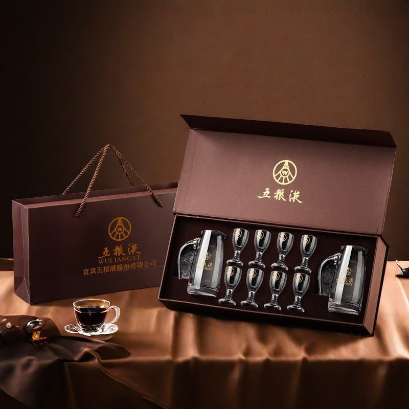 New chinoiserie gift box suit white wine glass wine set suit liquor glass glass wine jug small wine glass wine dispenser