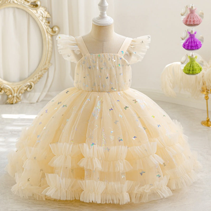 Children's birthday mesh skirt vest first birthday kids princess dress children's clothing baby wholesale dress dress summer style flower girl