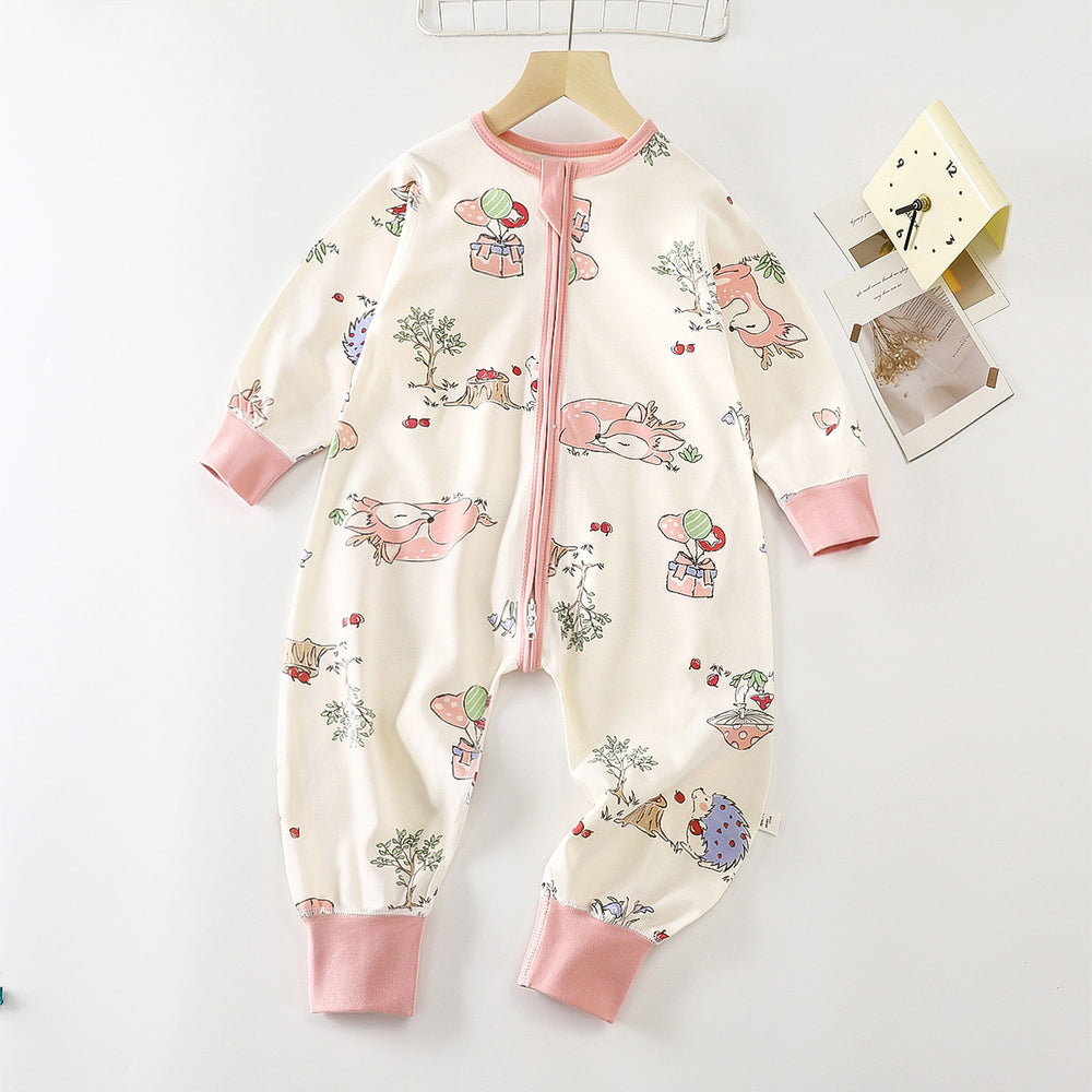 Pure cotton type a boys and girls sleeping bag fall and winter style quilted split-leg zipper infant sleeping bag baby romper