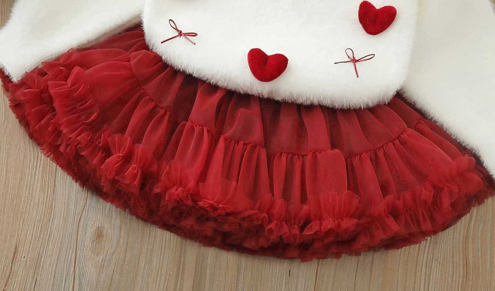 Girlsweaterthickened winternew arrivalkidsk-stylestereo heart imitation mink velvet knitted sweatersuit