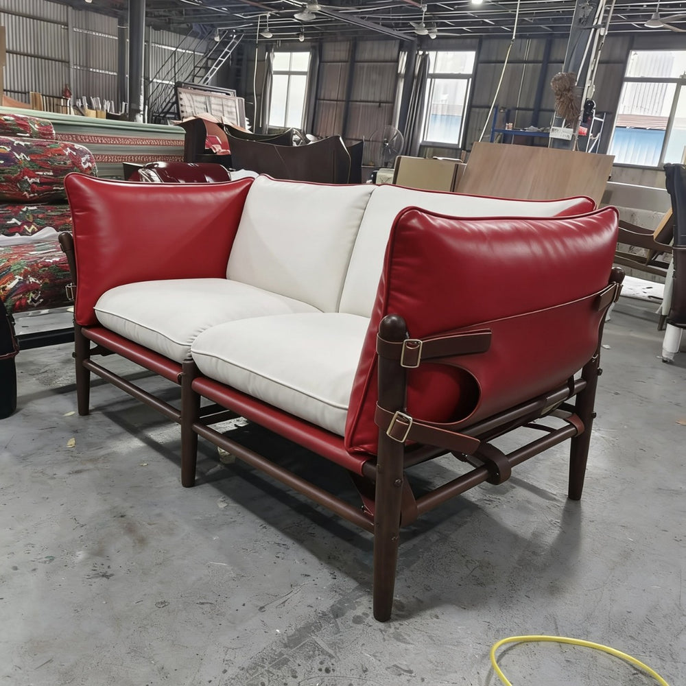 Used leather solid wood b&b art upholstered casual chair designer style living room saddle leather chair wabi-sabi style living room sofa