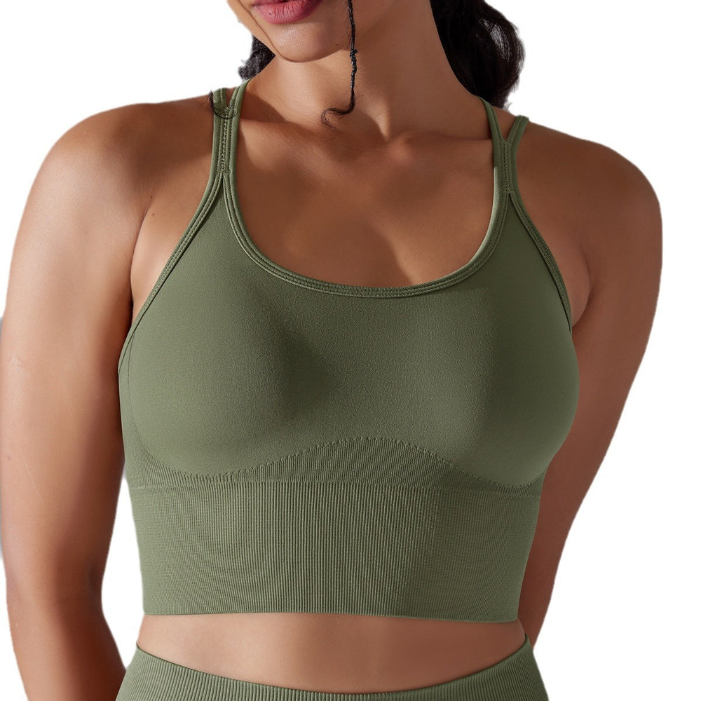 European and american new sexy backless sports bra for women, shockproof push-up yoga bra, quick-drying breathable fitness tank top