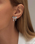 Amazon cross-border fashion light luxury gold-plated copper stud earrings, gold bow earrings, high-end women's jewelry wholesale