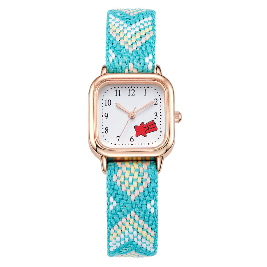 New braided cord square watch - versatile, mori girl style, fresh & cute, high-value, student-friendly, minimalist quartz watch - wholesale