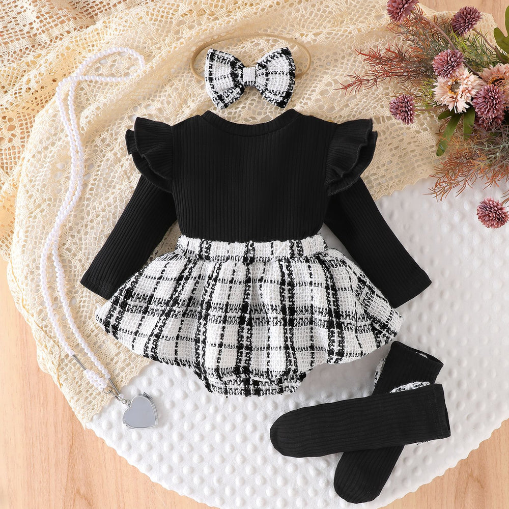 Children's clothingexportfashion cross-border children's clothinglong sleeves pit plaid dress