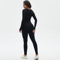 fashion seamless knittingpure color tight high elastic yoga suit sports running fitness suit two-piece set for women