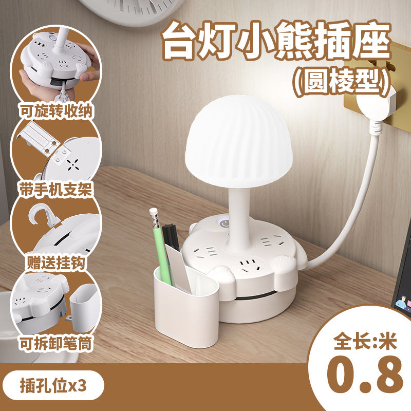 Multi-functional desk lamp socket with usb power strip - perfect for student dorms, bedside tables, eye protection reading, night light, warm light ambiance