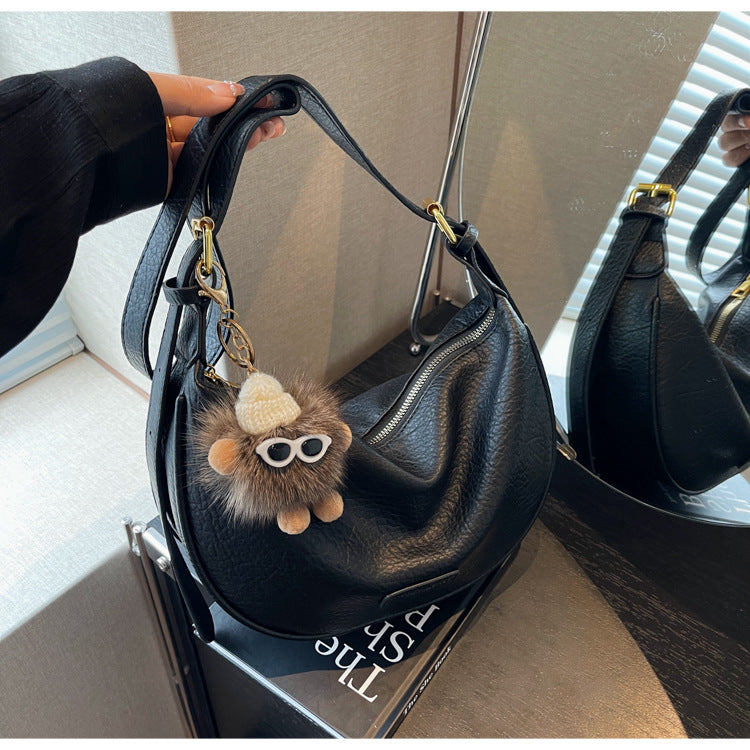 Cross-border high-quality textured bags women's large-capacity 2025 new autumn and winter versatile fashion messenger bags commuter dumpling bags