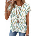 Amazon fashionelegance round neck short sleeve shirt women's  summer new casuallooseeleganttops