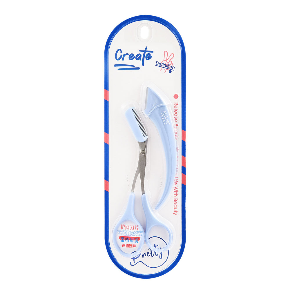 Colorful fenling eyebrow trimming suit processing oem eyebrow trimming knife oem silk screen logo oblique eyebrow scissors support proofing
