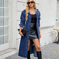 Fashion cross-border  women's spring and summer new arrival   washed hooded long denim outwear windbreaker