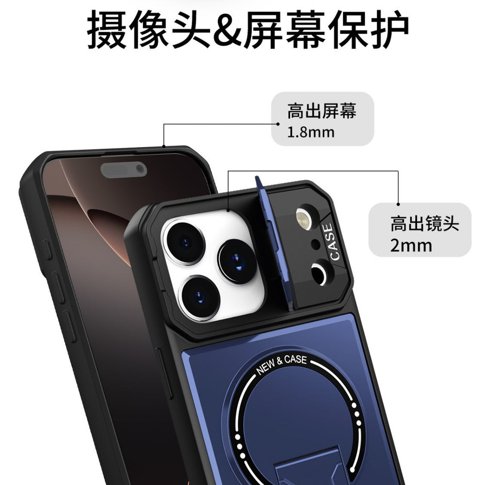 Suitable for iphone17promax mecha magnetic holder mobile phone case apple 16 anti-fall armor mobile phone lens case