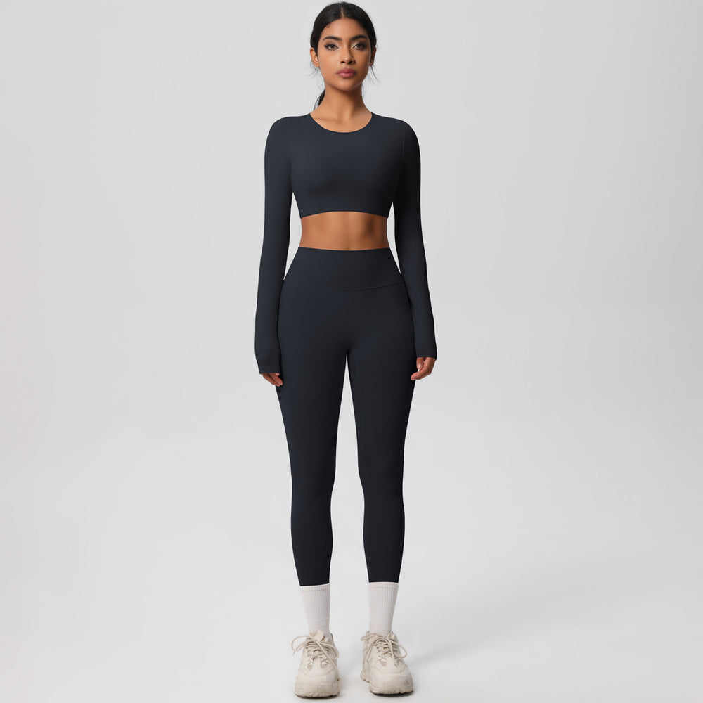 European and american nude feel brushed solid color yoga outfit set - quick-dry, breathable, 8-piece running & fitness activewear set for women
