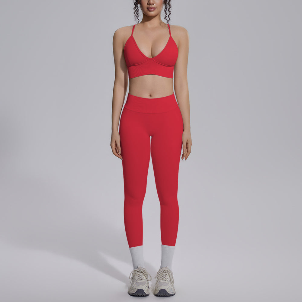 fashionsexy back sports bra suit seamless peach butt quick-drying running fitness yoga suit suit