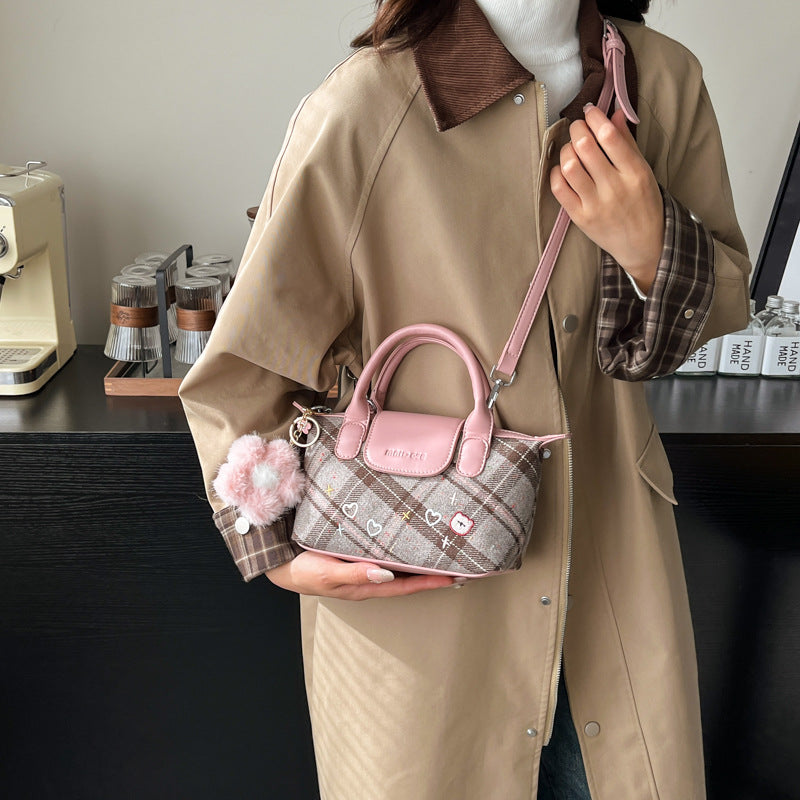 Cross-border foreign style red plaid New Year's bag women's 2025 new fashion portable messenger bag versatile casual small bag