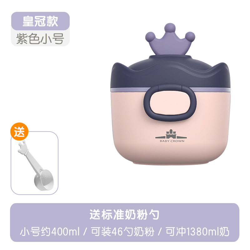 Baby crown milk powder box portable outing food rice noodles box sealed moisture-proof repackaged milk powder grid storage tank