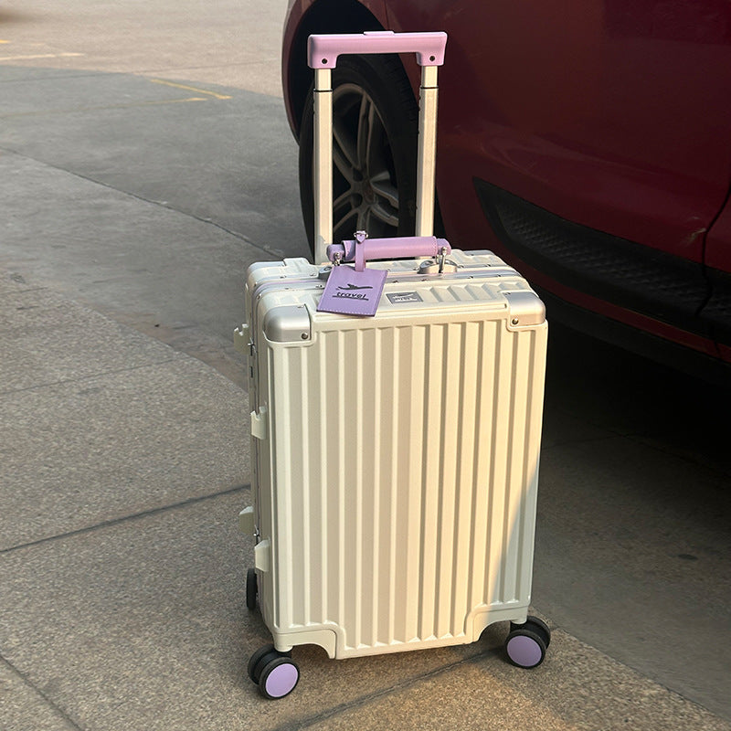 Aluminum frame suitcase 20-inch boarding case 24-inch anti-drop trolley case 26-inch suitcase leather bag password box