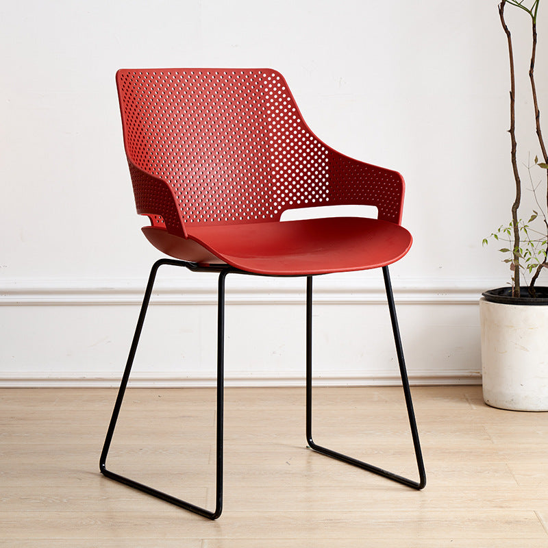 Nordic style iron and plastic backrest dining chair - suitable for dining room, outdoor, bedroom vanity, library, and casual seating
