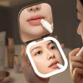 Led hd portable smart lighted makeup mirror - ladies' handheld vanity mirror - travel folding compact mirror