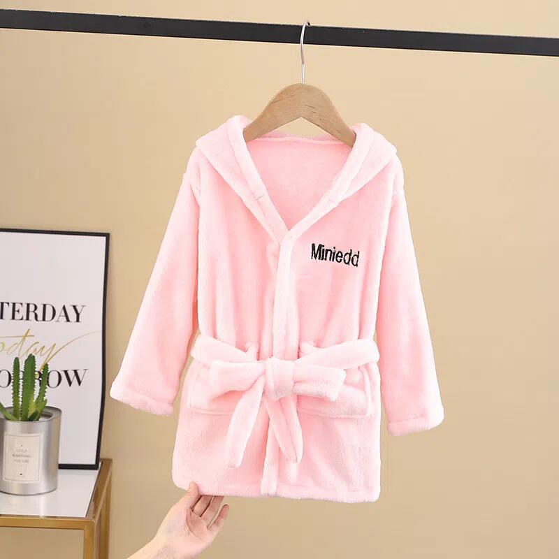 Kids bathrobe coral velvet spring & fallwinter children's bath towel baby boy pajamas boys and girls nightgown home clothes trendy