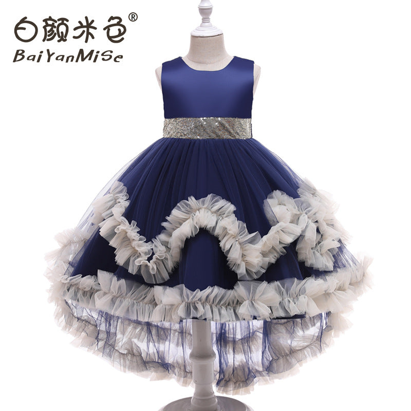 Export children's clothing kids dress princess dress girldress flower girl puffy wedding dress tail piano performance costume