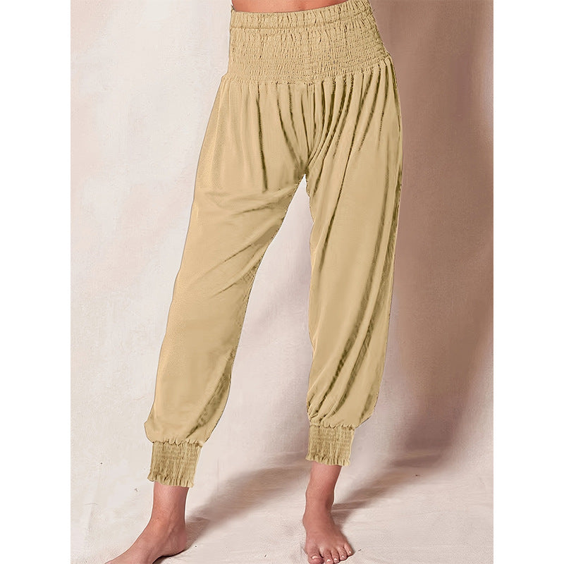 In stock-73060#  cross-border foreign trade women's clothing european and american ins casual loose pure color jogger pants casual pants
