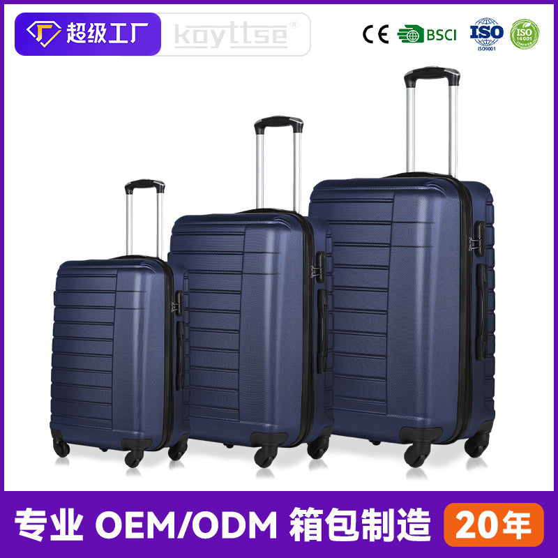 External processing customized tie rod suitcase three-piece set thickened wear-resistant and anti-drop ABS boarding case universal wheel password box
